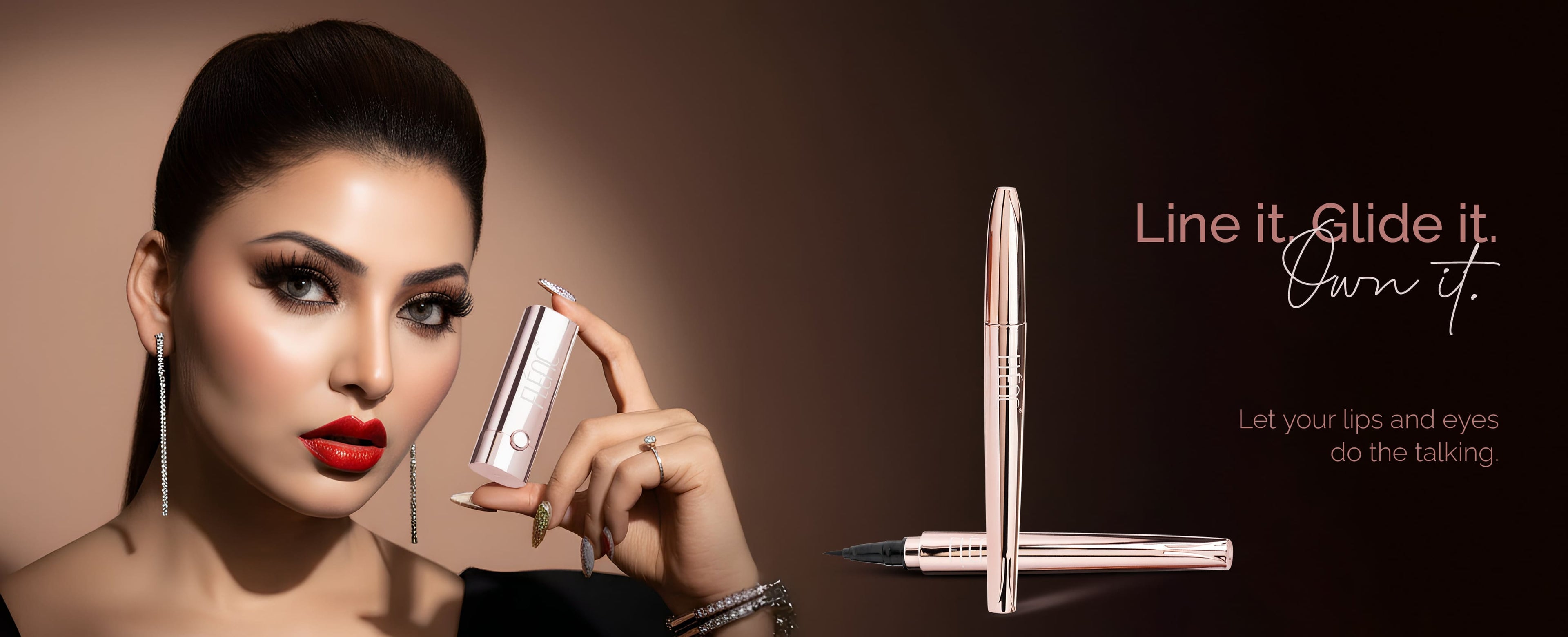Woman holding a makeup product